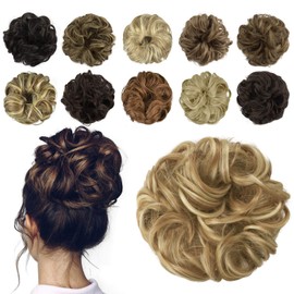 FESHFEN Messy Hair Bun Hair Pieces Curly Large Hair Bun Scrunchies Extensions Synthetic Tousled Updo Hairpieces for Women Girls, 1.94oz