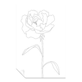 Panther Print Fine Art Prints Black Line Art Peony Flower Artistic Unframed Poster, Pictures for Home Walls, Bedroom, Living Room & Bathroom Decor 76x51cm (30x20in)