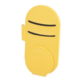 X AUTOHAUX Auto Glasses Holder Sun Visor Clip Faux Leather Cards Bag Yellow