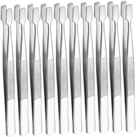 BIUDECO 10pcs Philately Collector Tweezers Stainless Steel Flat Head Tweezers for Eyelash Stamp Lash