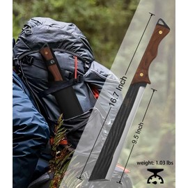 WICING Machete, 16.7" Machete for Cutting Trees Heavy Duty, 3Cr13 Stainless Steel Full Tang with Nylon Sheath, Great for Clearing Brush, Survival, Camping and Outdoor