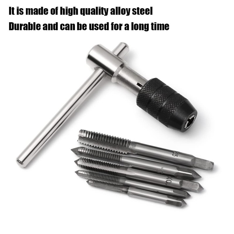 6Pcs Ratchet T-Handle Tap Holder Tap Wrench Metal Working Metric