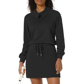 Casly Lamiit Skort Sets Women 2 Piece Outfits Athletic Half Zip Sweatshirt Tennis Skirt Sweatsuit Trendy Fall Lounge Active Casual Clothing Black L