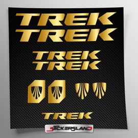 Sticker Kit Compatible with MTB Mountain Bike Frame and Helmet | Decals Sticker Decal Bike Logos | Stickersland® – TREK (Matt Metallic Gold)