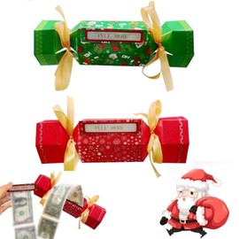 2Pcs Christmas Money Gift Boxes, Christmas Surprise Money Pull Pouch, Candy Pull Out Money Pouch, Money Box for Cash Gift, DIY Christmas Kit, Surprise Gift Box for Xmas Home Holiday Party Decor