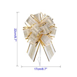 Unifizz 20pcs 7 Inch Cream White Pull Bows Large Striped Gift Bows for Wedding Baskets Presents Christmas Party Decoration