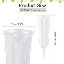 4Pcs Grave Vases with Spikes - Memorial Grave Flower Pots White Strong Plastic Flower Holders Cemetery Ornaments Fresh or Artificial Flowers Vases for Headstone Graveside