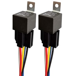 Kiligen Car Motor 12V 40A Heavy Duty Relay 5Pin Fuse On/Off SPDT 12AWG Harness Socket Black (2pcs)