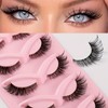 Natural False Eyelashes (5 Pairs), Wispy Cat Eye Faux Cluster