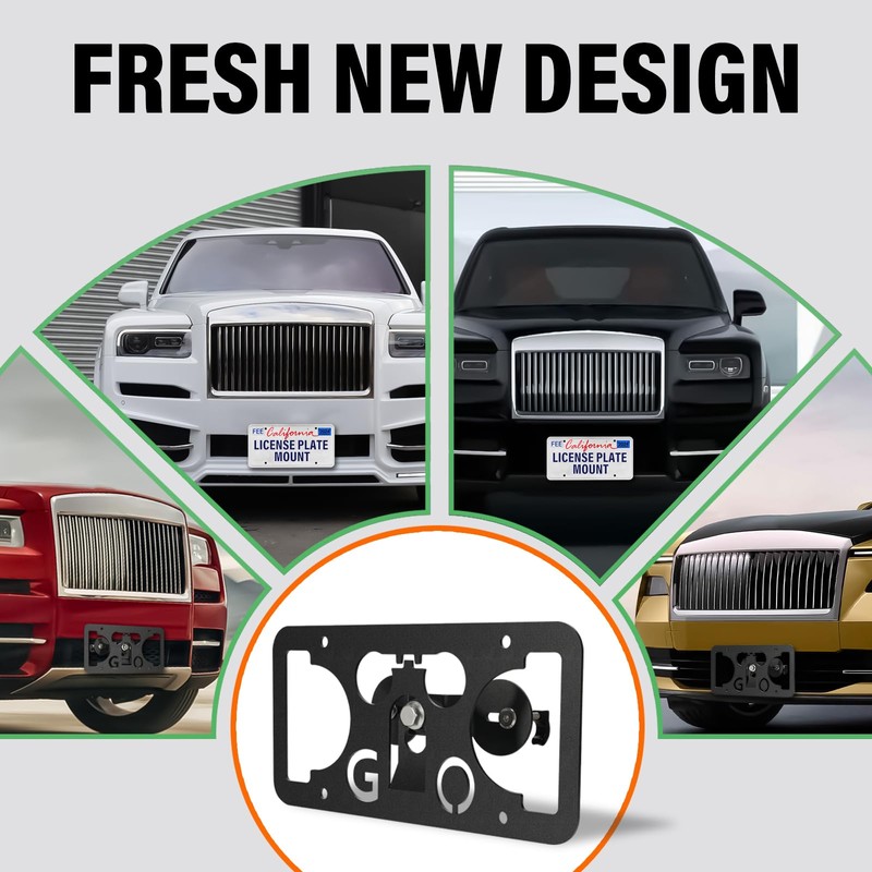 No Drill Front License Plate Bracket Holder Compatible with Rolls-Royce