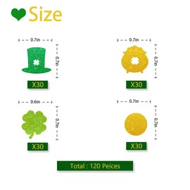 120 St. Patrick's Day Confetti, Shamrock Table Confetti, Money Bag/Gold Coin Paper Confetti, Shamrock Cut Out for Lucky Irish Party Table Decoration