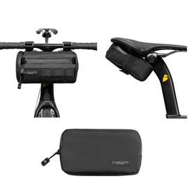 ALMSTHRE Signature Bar Bag Bundle - Black| Bike Handlebar Bag, Bike Saddle Bag & Ride Wallet Set | Hard Shell Bar Bag, Water-Resistant Ripstop | Internal Storage Pockets & Waterproof Zippers