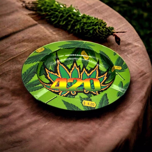 Green metal Plate Decorative Tray Printed Plate Game Side Table