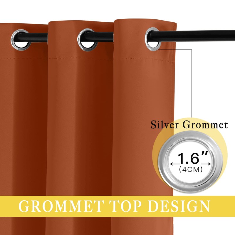 NICETOWN Blackout Burnt Orange Curtain for Living Room - Grommet