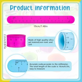 48 Pcs Ruler Slap Bracelets Ruler Snap Bracelets Bulk Colorful Rulers Bulk for Classroom with Scale Silicone Bracelets for Kids Assorted Slap Wristbands with Scale for Party Favor School Prize Gift