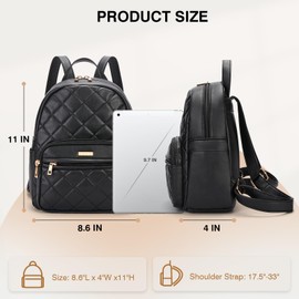 Marvolia Mini Backpack for Women - Vegan Leather Small Backpack Fashion Backpack Purse for Travel Work Shopping - Black