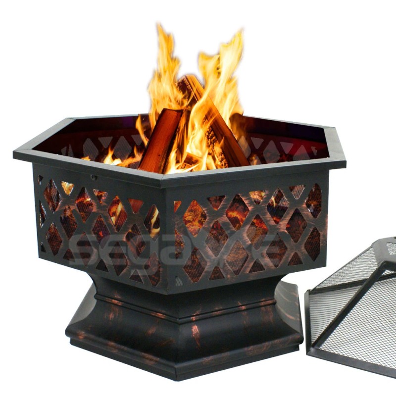 SEGAWE Hex Shaped Patio Fire Pit Firepit Bowl Fireplace Outdoor
