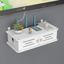 iDMRURvm WiFi Router Storage Box Shelf Wall Mount Cable Organiser Wall Hanging TV Cable Hide Box