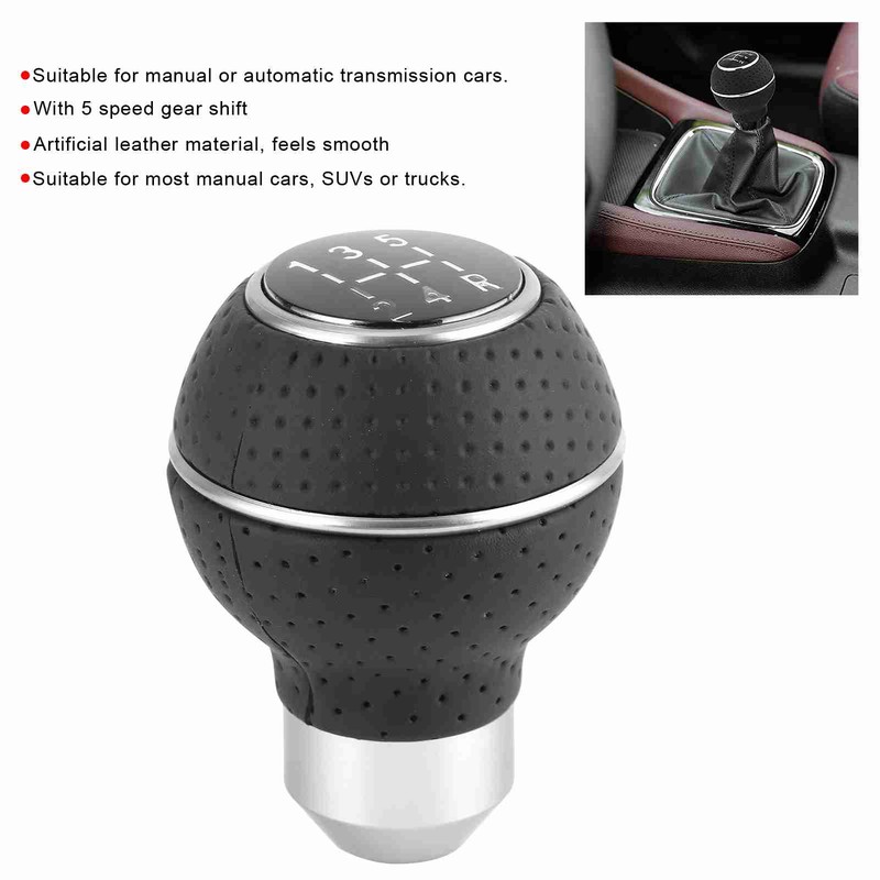 5 Speed Gear Shift Knob Stick Aluminium Alloy and Leather