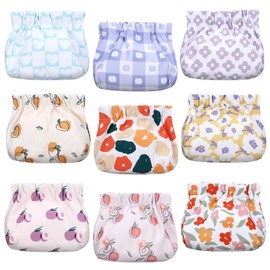 Buryeah 9 Pcs Pocket Makeup Bag Mini Cosmetic Bag Waterproof Squeeze Top Coin Purse Makeup Pouch No Zipper Tiny Pouch Travel Storage for Headphone Card Jewelry Key, Gifts for Girl Women Friend Lady
