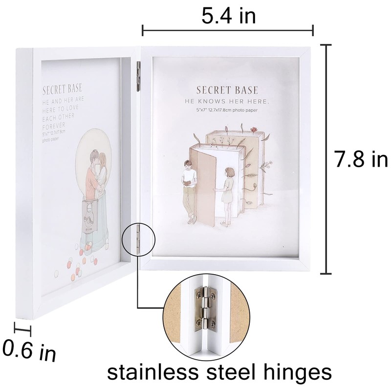 ORIVAN 2 Pack 5x7 Double Picture Frames Hinged Folding Photo