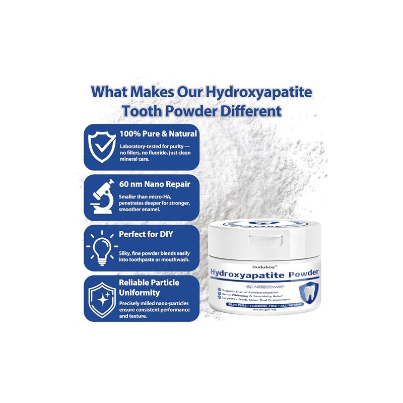 100% Pure Nano Hydroxyapatite Powder for DIY Toothpaste, Hydroxyapatite Powder