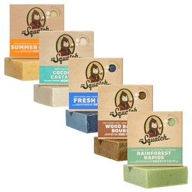 Dr. Squatch Natural Soap for Men Gift Set - Cold Stirred Solid Soap with Natural Oils - Gifts for Men - Summer Citrus, Coconut, Fresh Falls, Wood Barrel, Rainforest (142 g, Pack of 5)