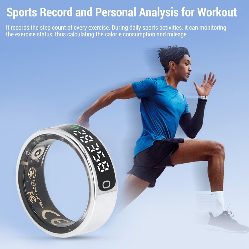 Zopsc Smart Ring Fitness Tracker with Display Screen Gesture Control