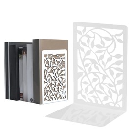1 Pair Decorative Book Ends for Shelves, Metal Bookends for Shelves Quirky, Tree White Heavy Duty Book Dividers Stopper Holder Supports Non-Slip for Home Library Organizer