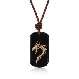 COAI Tag Dragon Pendant Black Obsidian Necklace for Men Women