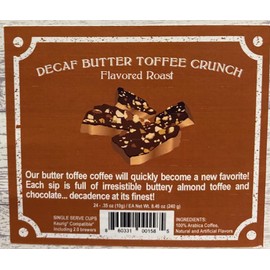 Decaf Butter Toffee Crunch Flavored Coffee, 24 count Single Serve Pods, Keurig Compatible