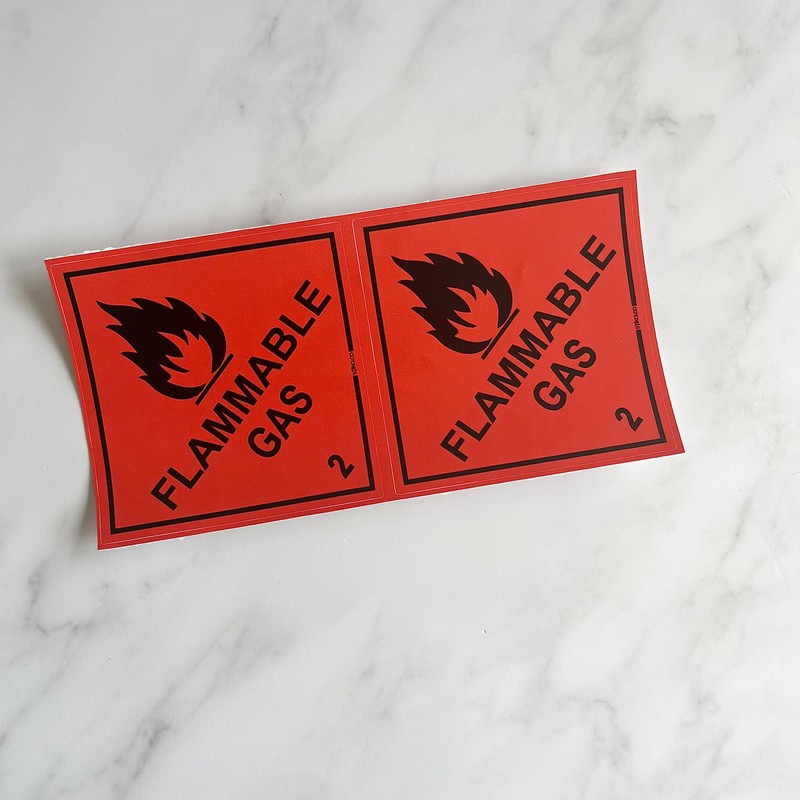 Pack of 2 HazChem Flammable Gas 2 100mm red HSE