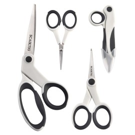 SCAIKTIG Premium Sewing Scissors Bundle, 8" Heavy Duty Fabric Scissors, 5" Embroidery Scissors, 4" Small Detail Scissors, 5" Thread Snips, Tailoring, Dressmaking, Quilting, Arts&Craft Supplies, White
