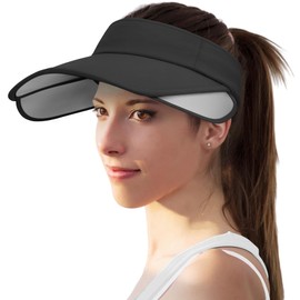 Sukeen Wide Brim Sun Visor for Women&Men, Retractable Visors Hat with UV Protection Sun Hats for Beach Golf Garden Outdoor Black