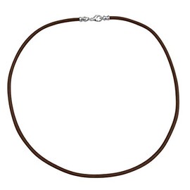 DragonWeave Sterling Silver 3mm Thick Brown Leather Cord Necklace - 15"