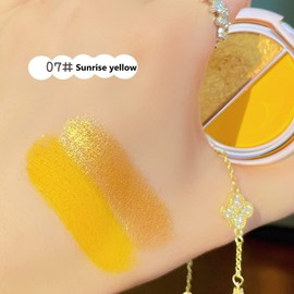 Timipoo Double color eye shadow, high pigment eye makeup palette, matte shimmer metal eye shadow powder, waterproof and durable color eye makeup (07#Sunrise yellow)