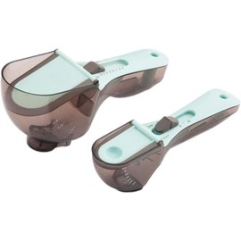 2pcs Adjustable Measuring Cups and Spoons Set Magnetic for Cooking, Kitchen Plastic Scale Tablespoon Suitable for Solid and Liquid Gauge
