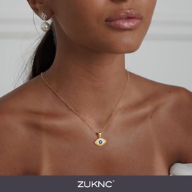 Evil Eye Necklace for Women - 14K Gold Plated Stainless Steel with Enamel Detailing & Boho Charms | Adjustable 18"-20" Chain | ValentinesDay Gifts for Her, Anniversary, Birthday Gifts for Women (Style 3)