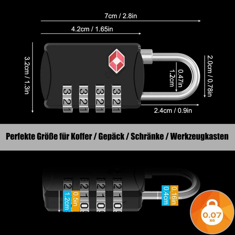 Diyife TSA Luggage Locks, [Updated Version] Pack of 2 4-Digit