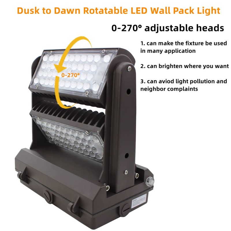 Dusk to Dawn 120W Rotatable LED Wall Pack Light, 5000K