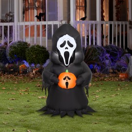 Gemmy Airblown Inflatable Ghostface w/JOL Fun World, 3.5 ft Tall, Multicolored