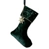 Ginger Ray Green Velvet Embroidered Christmas Stocking with Charm Fireplace