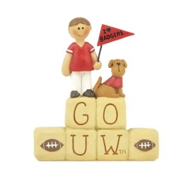 University of Wisconsin "GO UW of I word Block w/ Cheerleader & Puppy~So Cute!~~