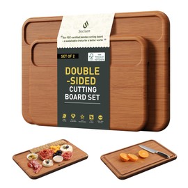 2 Packs Wood Cutting Board, Carbonized Bamboo Cutting Boards Set With Smooth Surface & Easy Storage For Busy Kitchens, Ideal Charcuterie & Chopping, Durable, Knife-Friendly for Meat Vegetables Fruits