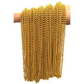 Dondor Festive Metallic Beaded Necklaces (72 Pack, GOLD)