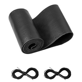 BELINOUS - Funda de piel para volante con cordones, costura en envoltura, ajuste universal de 13 a 20 pulgadas, coche, camión, SUV, camioneta, barco, una pieza completa de piel vacuna, puntada de