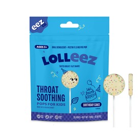 Lolleez by EEZ Co. Throat Soothing Pops for Kids, Birthday Cake, 28ct