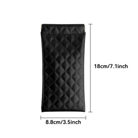 HKzzy Leather Eyeglass Cases 2 Pack Portable Sunglasses Cases Squeeze Top PU Glasses Pouch Travel Soft Trinket Organizer Bags (Black Pink)