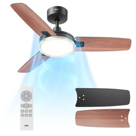 Dreo Ceiling Fans with Lights, 42 Inch, 6 Speeds, 6-Level Dimmable, 5CCT, Quiet, Remote Control Reversible DC Motor, Quick-install, 8H Timer, Black Ceiling Fan for Bedroom, Indoor, Living Room
