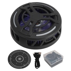 Magnetic Cooler for Tablet/Phone/Steam Deck/Switch, 3-Level Adjustable, Portable Phone Cooler Fan with Colourful Lighting, Temperature Display (Black)